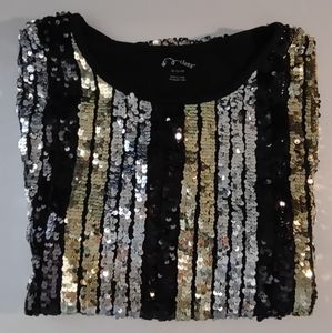 Sequence gold silver black shirt